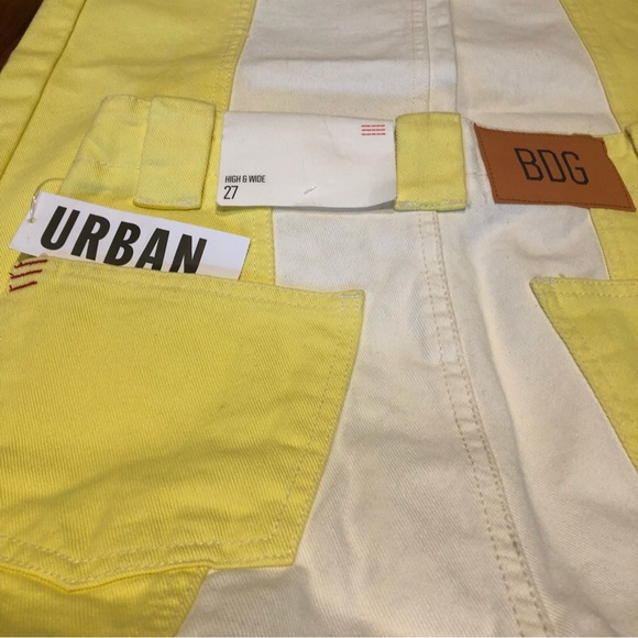 NWT BDG High & Wide Jean - Colorblock yellow and white stripes sizes 26, 27 - Picture 4 of 12